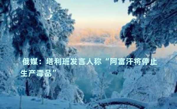  俄媒：塔利班发言人称“阿富汗将停止生产毒品”